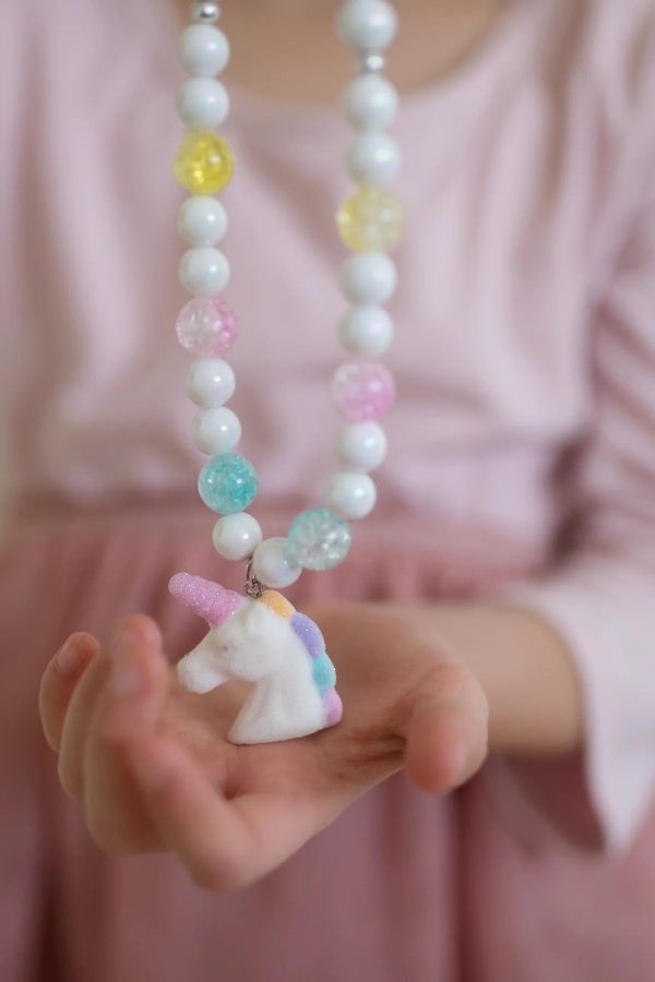 White Unicorn Necklace & Bracelet Set Sale